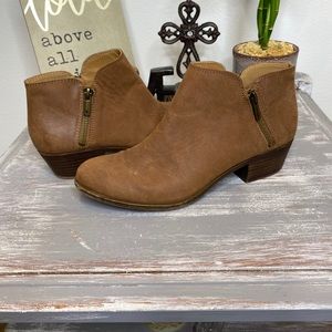 Lucky Brand brown zipper ankle boots booties Size 8.5M